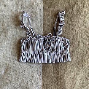 Black & White Stripe Bikini Top | Zaful